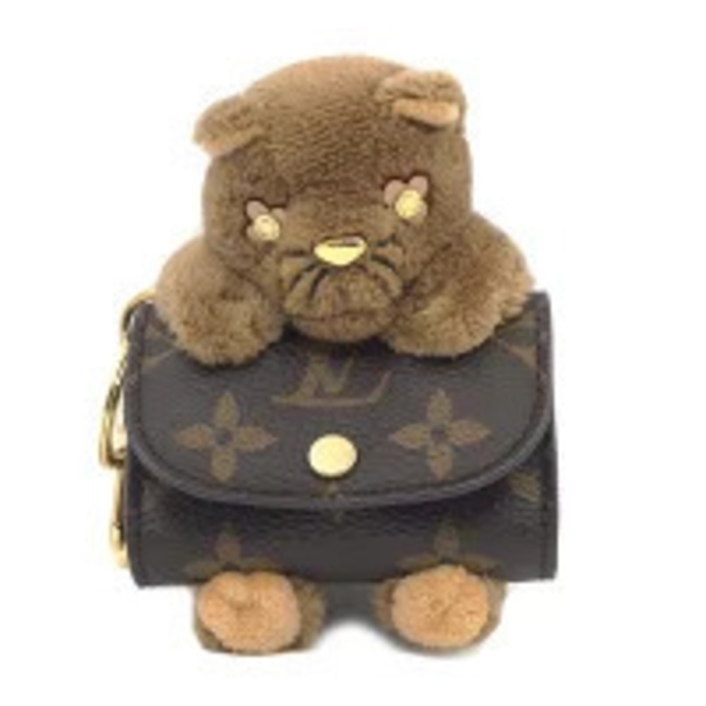 Louis Vuitton Bag Charm LV Cat Monogram Keychain Top Bag Canvas Leather Brown